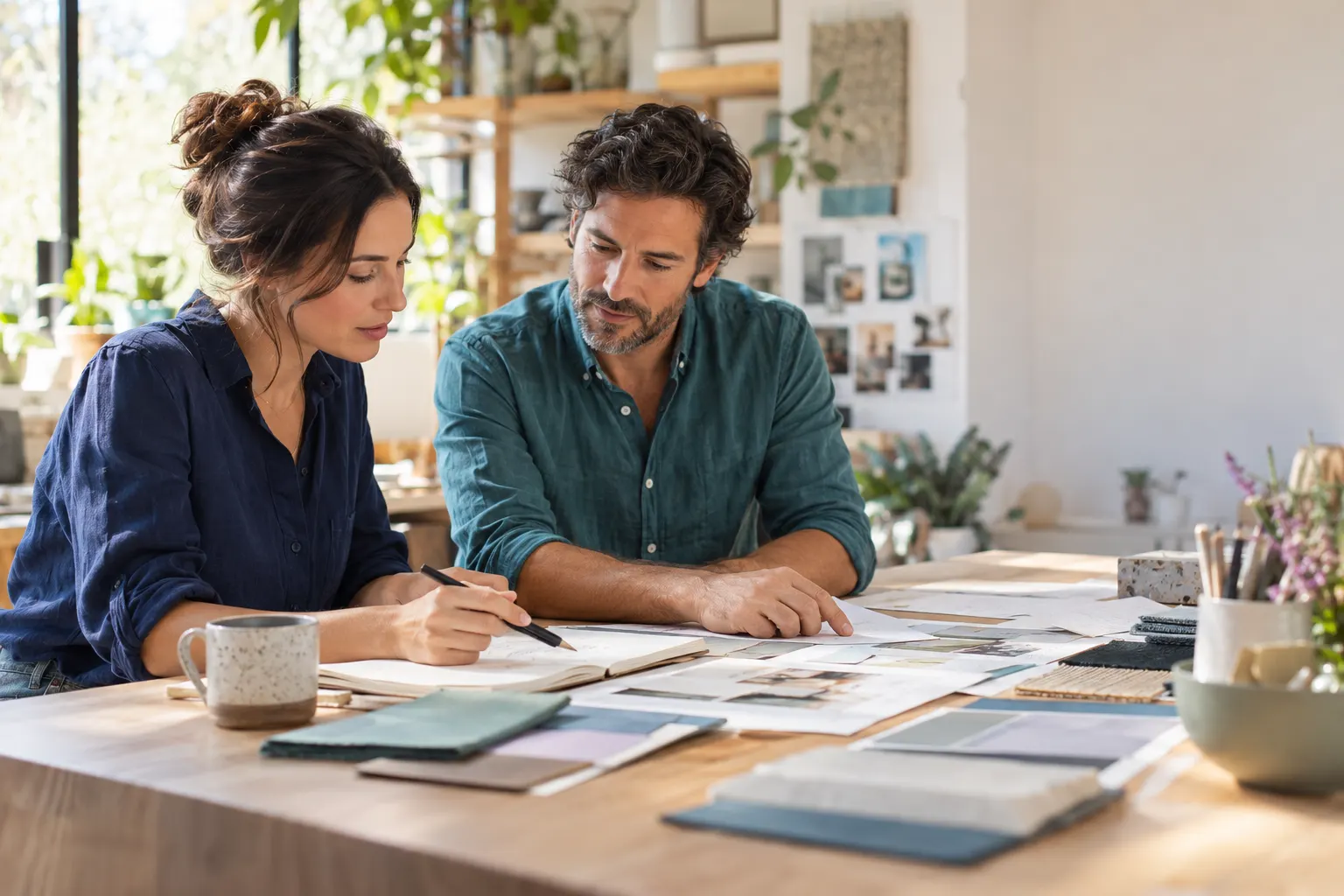 Two people reviewing a practical business plan together